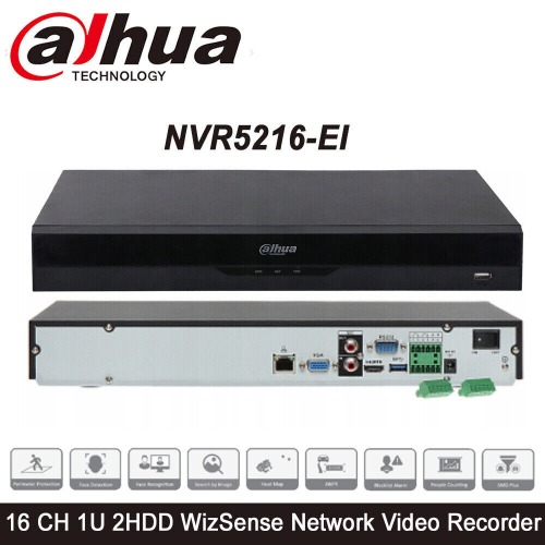 DAHUA NVR5216-EI, 16Kanal, 12Mpix, H265+, 2 HDD Desteği, 1080P Kayıt, 320Mbps Bant Genişliği, NVR