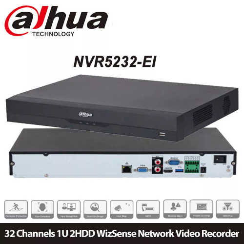 DAHUA NVR5232-EI, 32Kanal, 12Mpix, H265+, 2 HDD Desteği, 1080P Kayıt, 320Mbps Bant Genişliği, NVR