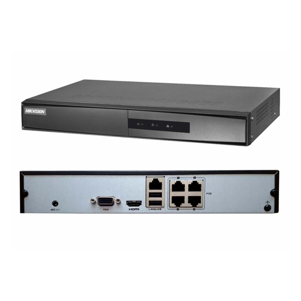 HIKVISION DS-7104NI-Q1/4P/MT, 4Kanal PoE, 4Mpix, H265+, 1 HDD Desteği, 1520P Kayıt, 60Mbps Bant Genişliği, Metal Kasa, NVR
