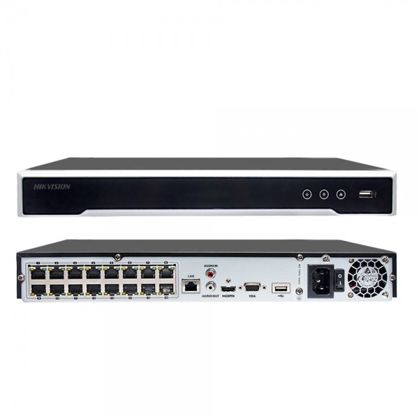 HIKVISION DS-7616NI-Q2/16P, 16Kanal PoE, 8Mpix, H265+, 2 HDD Desteği, 2160P Kayıt, 160Mbps Bant Genişliği, Metal Kasa, NVR