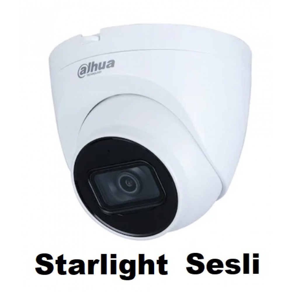 IPC-HDW2231T-AS-0280B-S2 DAHUA 2 MP H.265+ IR Dome Starlight SESLİ Kamera(30m IR)