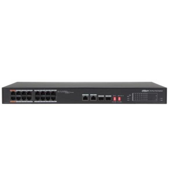 PFS3218-16ET-135 DAHUA 16 Port PoE Switch (16FE PoE + 2GE SFP Kombo, Toplam 135W PoE